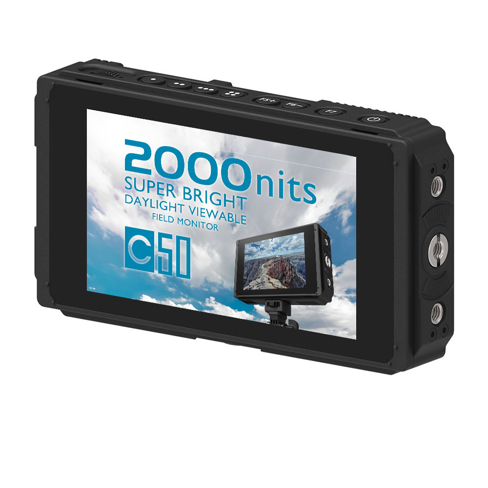 Fotga C50 5 Zoll Kamera Feldmonitor,Ultra Bright 2000nit HD IPS Touchscreen Camera Field Monitor mit 3D-LUT,Wellenform,4K HDMI Kabel,Zwei Akkufächer für Canon Nikon Panasonic Sony Kamera Camcorder 