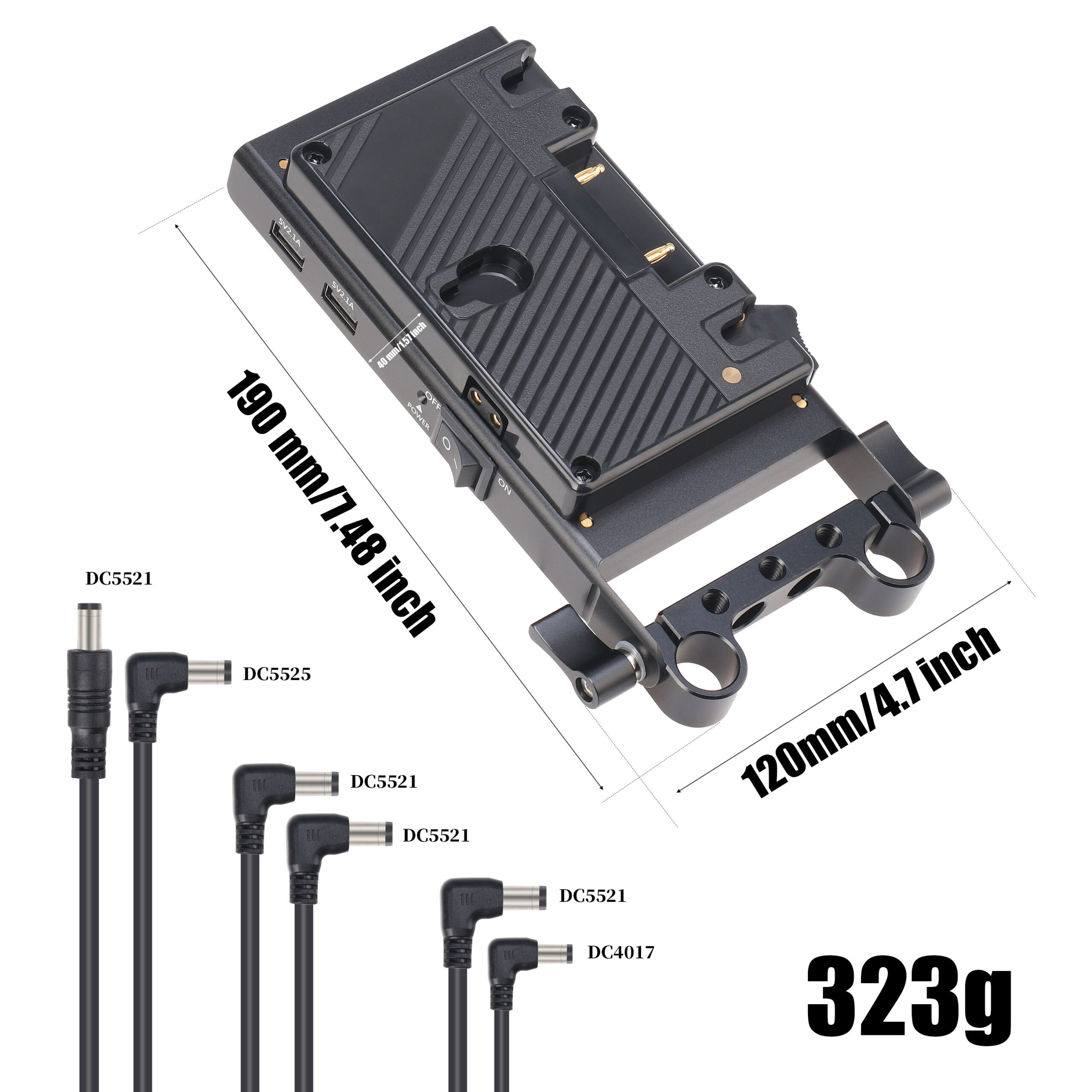 Shuangyu Adattatore Anton Bauer Gold Mount Con Morsetto Per Asta 15 Mm E Batteria Fittizia LP-E6 Per Canon EOS 5D/7D/6D
