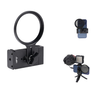 Fotga Universal Cell Phone Clamp Holder with 67mm Filter Adapter Ring for iPhone 17 16 15 14 Pro Max Samsung,Arca Swiss 1/4"-20 Tripod Plate,Cold Shoe for Mic Video Light,for Vlogging Live Stream