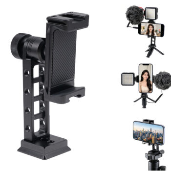 Fotga Universal Metal Cell Phone Tripod Mount with Arca Swiss Quick Release Plate, 360° Rotatable Phone Clamp with Cold Shoe for iPhone 17 Pro 16 15 14 Samsung Live Streaming Vlogging