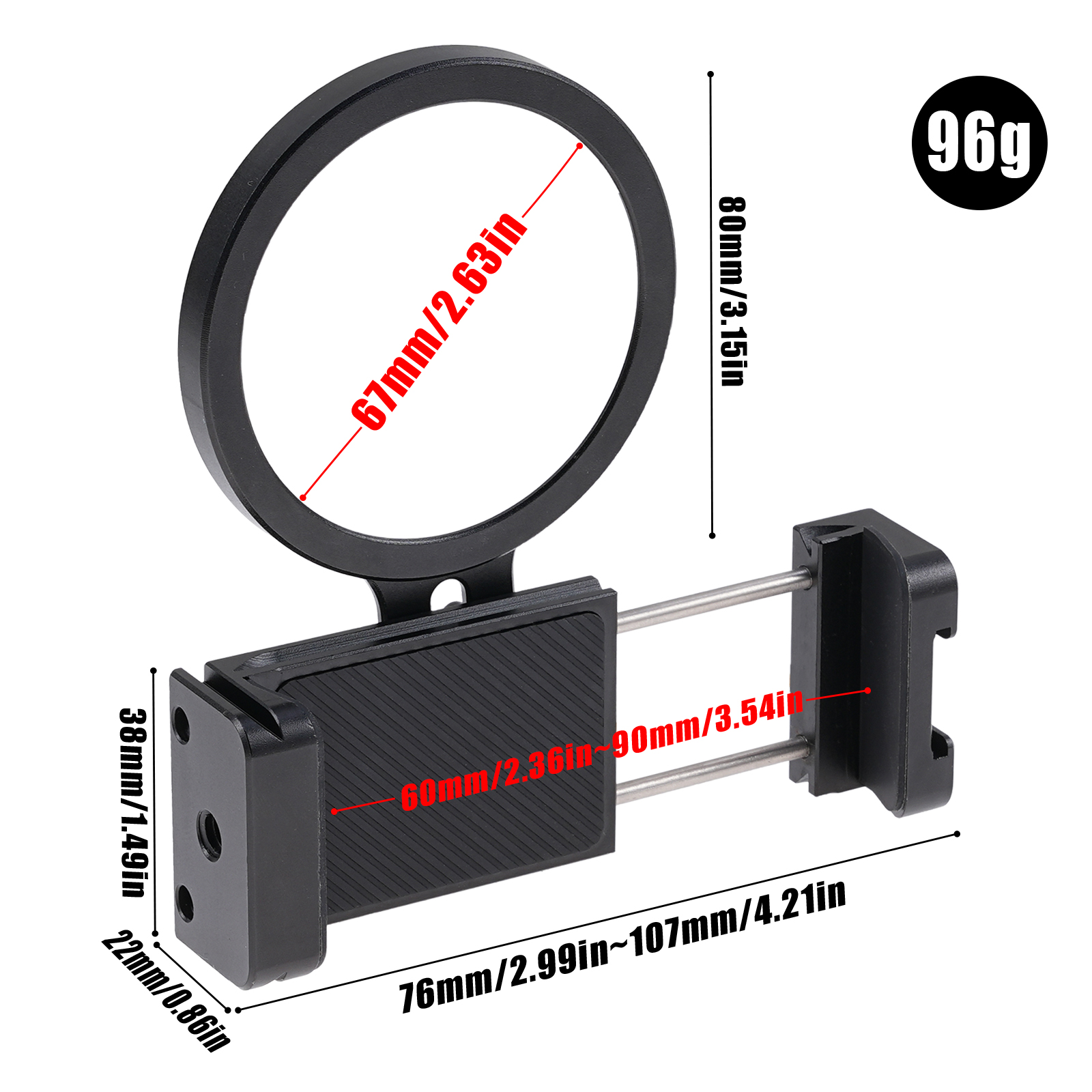Fotga Universal Cell Phone Clamp Holder with 67mm Filter Adapter Ring for iPhone 17 16 15 14 Pro Max Samsung,Arca Swiss 1/4"-20 Tripod Plate,Cold Shoe for Mic Video Light,for Vlogging Live Stream